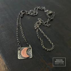 srebro,księżyc,łańcuch - Naszyjniki - Biżuteria