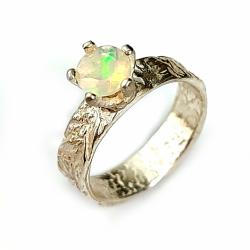 opal,srebro,blask,tęcza,surowy,opalizacja, - Pierścionki - Biżuteria