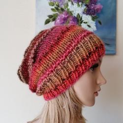 czapka na drutach,rękodzieło,kolorowa czapka - Inne - Dodatki