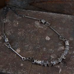 srebrny naszyjnik z herkimerem - Naszyjniki - Biżuteria