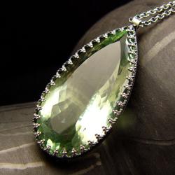 naszyjnik srebrny z prasolitem,zielony,elegancki - Naszyjniki - Biżuteria