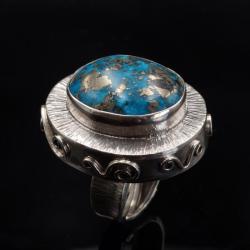 pierścień z turkusem irańskim - Pierścionki - Biżuteria