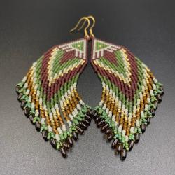 kolczyki indiańskie,zielone kolczyki - Kolczyki - Biżuteria