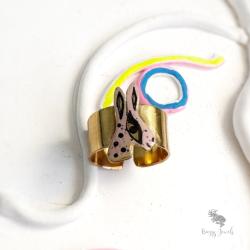 króliczek,malowany pierścionek,regulowany - Pierścionki - Biżuteria