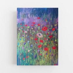 obraz łąka pełna kwiatów,pastele - Obrazy - Wyposażenie wnętrz