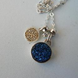 niebieski wisiorek,z agatem,na łańcuszku - Wisiory - Biżuteria