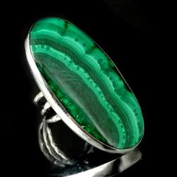 malachit,Wielki pierścień,srebrny,zielony - Pierścionki - Biżuteria