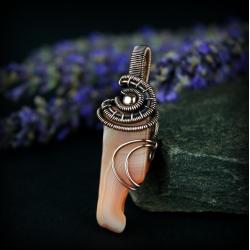 wire wrapping,miedziany wisior,karneol - Wisiory - Biżuteria