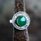 Pierścionki srebrny pierścionek tribal z zielonym onyksem