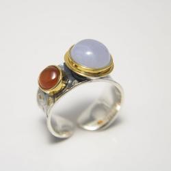 srebrny pierścionek z dwoma kamieniami - Pierścionki - Biżuteria
