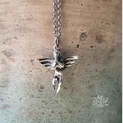 srebrny naszyjnik aniołek,anioł ze srebra - Naszyjniki - Biżuteria