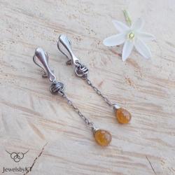 srebro,klipsy,długie,chalcedon,JewelsbyKT - Klipsy - Biżuteria