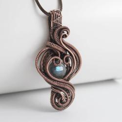 wisior z miedzi,wire wrapping - Naszyjniki - Biżuteria