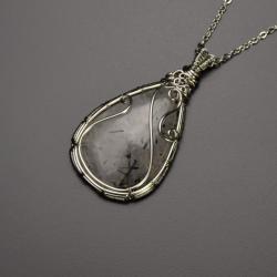 kwarc,z turmalinem,turmalinowy,wire wrapping - Wisiory - Biżuteria