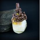 Wisiory wire wrapping,żółty miedziany wisior,agat