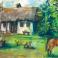 Ilustracje, rysunki, fotografia dom,wieś,skansen,koń,podwórko,kury