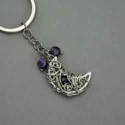 brelok,breloczek,księżyc,wire wrapping - Breloki - Biżuteria