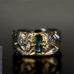 turmalin,indygolit,surowy,organiczny pierścionek - Pierścionki - Biżuteria