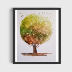 drzewo,akwarela - Obrazy - Wyposażenie wnętrz