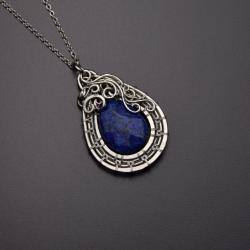 wisiorek,lapis lazuli,wire wrapping - Wisiory - Biżuteria