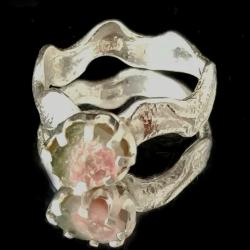 turmalin różowy srebrny pierścionek delikatny - Pierścionki - Biżuteria