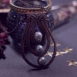 wisior ze szklanymi perłami,szarości, - Wisiory - Biżuteria