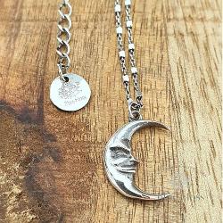 srebrny naszyjnik księżyc,naszyjnik z księżycem - Naszyjniki - Biżuteria