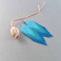 kolczyki indiańskie długie,niebieskie,na prezent - Kolczyki - Biżuteria