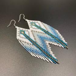 kolczyki indiańskie niebieskie,etniczne kolczyki - Kolczyki - Biżuteria
