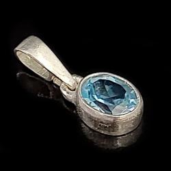 topaz,srebrny,blue,srebrny,okaz,retro,mini - Wisiory - Biżuteria