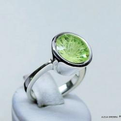 pierścionek z cyrkonią,srebro,biżuteria,zielony - Pierścionki - Biżuteria