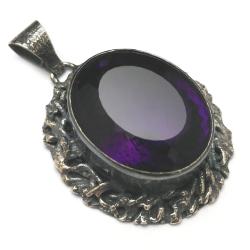 fioletowy ametyst,okazały wisior ze srebra,unikat - Wisiory - Biżuteria