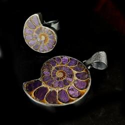 amonit,purpuryt,srebro,srebrny - Komplety - Biżuteria