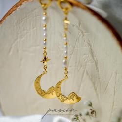 Długie złocone srebrne kolczyki z księżycami - Kolczyki - Biżuteria