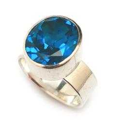 topaz,srebrny pierścień,blue,srebro,unikat - Pierścionki - Biżuteria