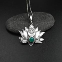 wisior,biżuteria srebrna,kawiat lotosu,lotos - Wisiory - Biżuteria