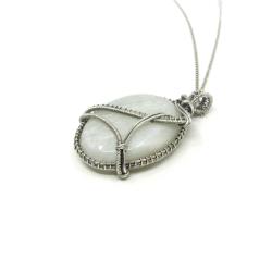 kamień księżycowy,srebrny naszyjnik - Wisiory - Biżuteria
