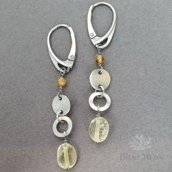 srebrne wiszące kolczyki,cytryn - Kolczyki - Biżuteria