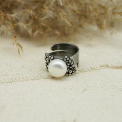 perła,pierścionek,z perłą,regulowany rozmiar - Pierścionki - Biżuteria