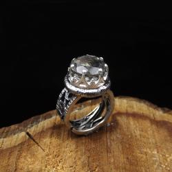 baśniowy pierścionek zielony ametyst fasetowany - Pierścionki - Biżuteria