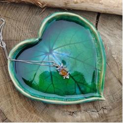 serce,ceramiczna podstawka serce,talerzyk,zielona - Ceramika i szkło - Wyposażenie wnętrz