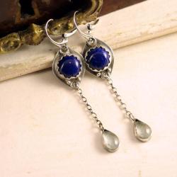 srebrne kolczyki z lapis lazuli - Kolczyki - Biżuteria