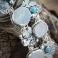 Bransoletki srebrna niesamowita bransoleta z opalem i turkusem