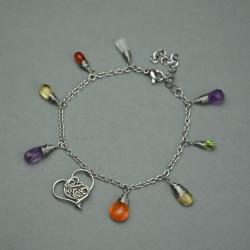 bransoletka,serce,wire wrapping,ametyst,cytryn - Bransoletki - Biżuteria