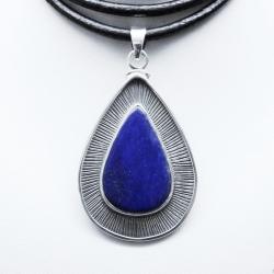 lapis lazuli,wisiory,srebro,biżuteria,naszyjnik - Wisiory - Biżuteria