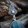 Naszyjniki romantyczny srebrny,wisior,z labradorytem i perłą