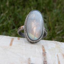 kamień księżycowy srebro,pierścionek księżycowy - Pierścionki - Biżuteria
