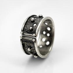 pierścionek srebrny,metaloplastyka,regulowany - Pierścionki - Biżuteria