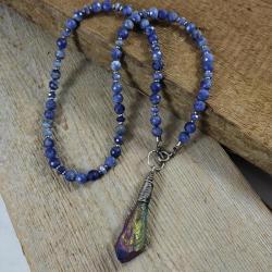 kobiecy naszyjnik Sodalit z kwarcem,niebieski - Naszyjniki - Biżuteria