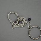 Breloki Breloczek,brelok,wire wrapping,serce,ametyst